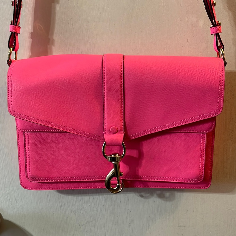 Rebecca Minkoff Hudson Moto Neon Pink Crossbody